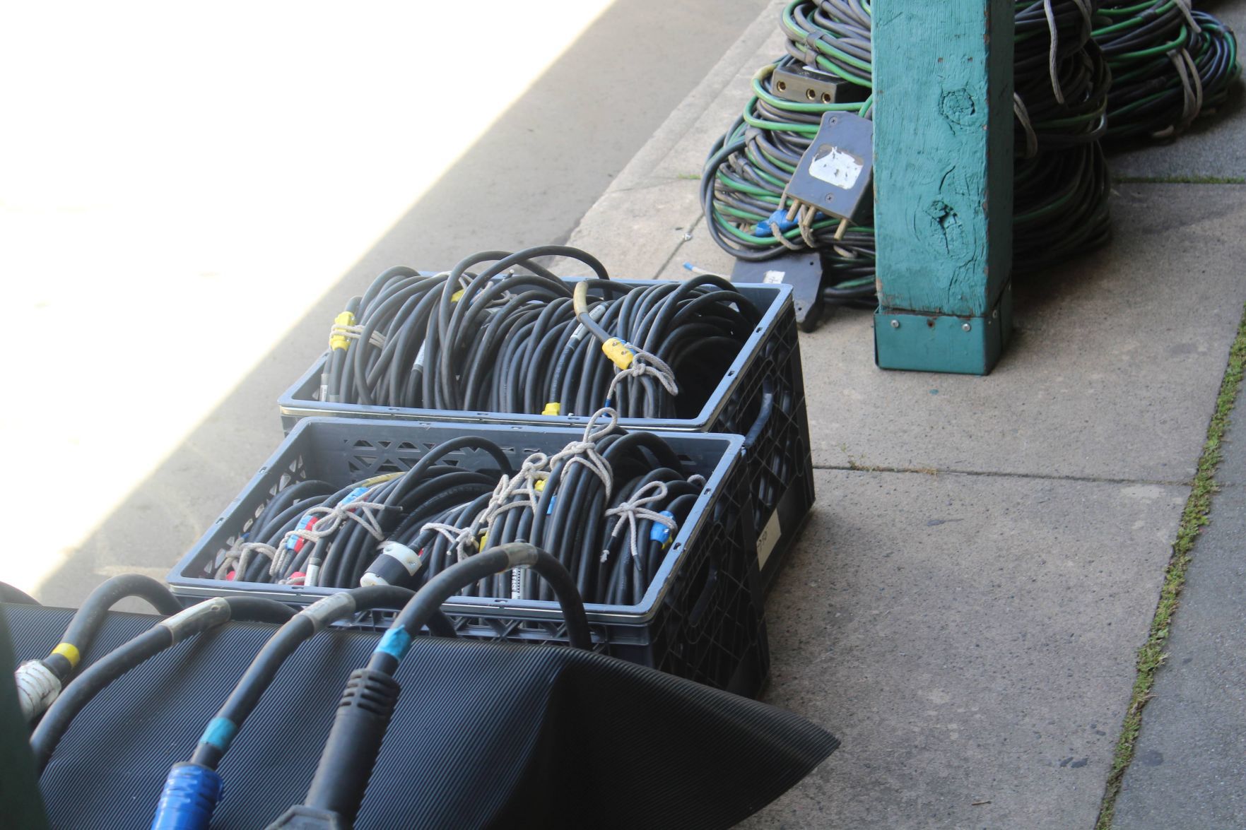 Cables ready to be deploy during the movie shoot of "Wine Country" in Calistoga
